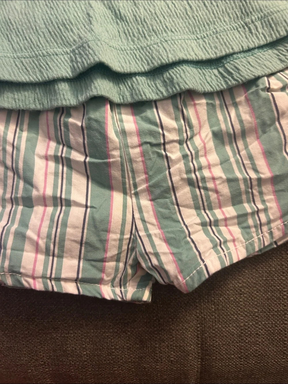 Carter's Mint Green Top with Striped Shorts Set